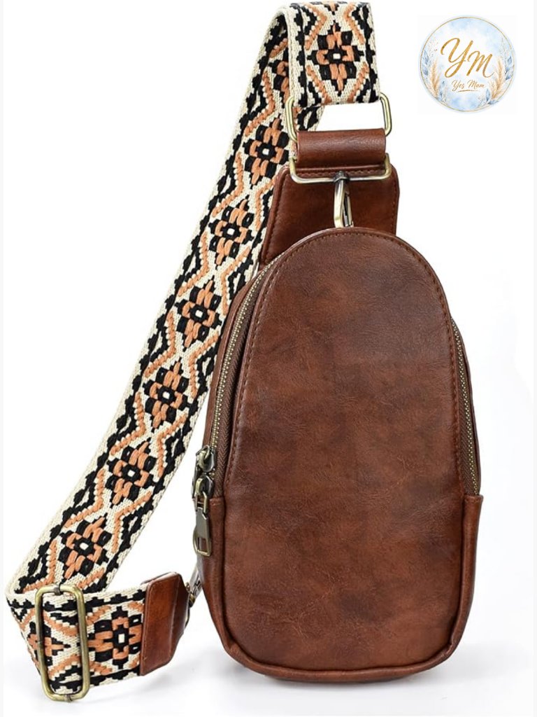 Vegan Leather Crossbody Sling Bag With Guitar Strap